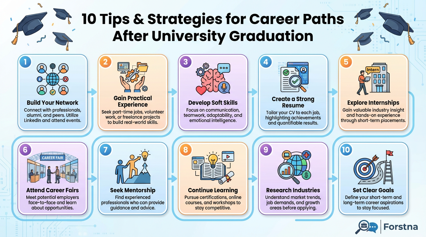 10 نصائح وطرق حول مجالات العمل بعد التخرج من الجامعة